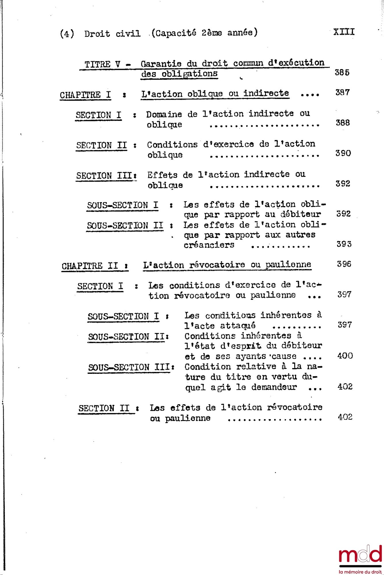 DESBOIS (Henri) – CIVIL LAW COURSE, 2nd year, 1953-1954