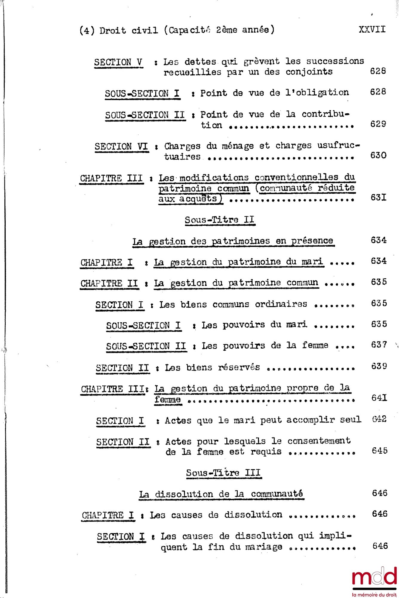 DESBOIS (Henri) – CIVIL LAW COURSE, 2nd year, 1953-1954