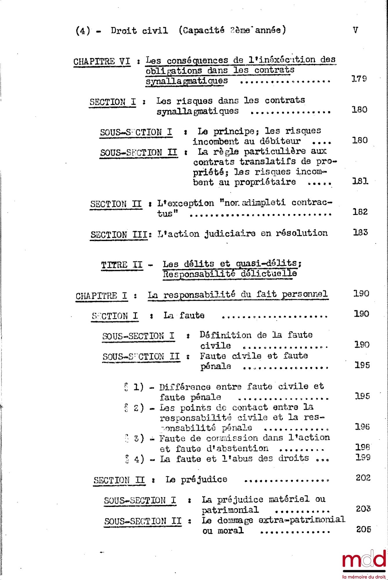 DESBOIS (Henri) – CIVIL LAW COURSE, 2nd year, 1953-1954