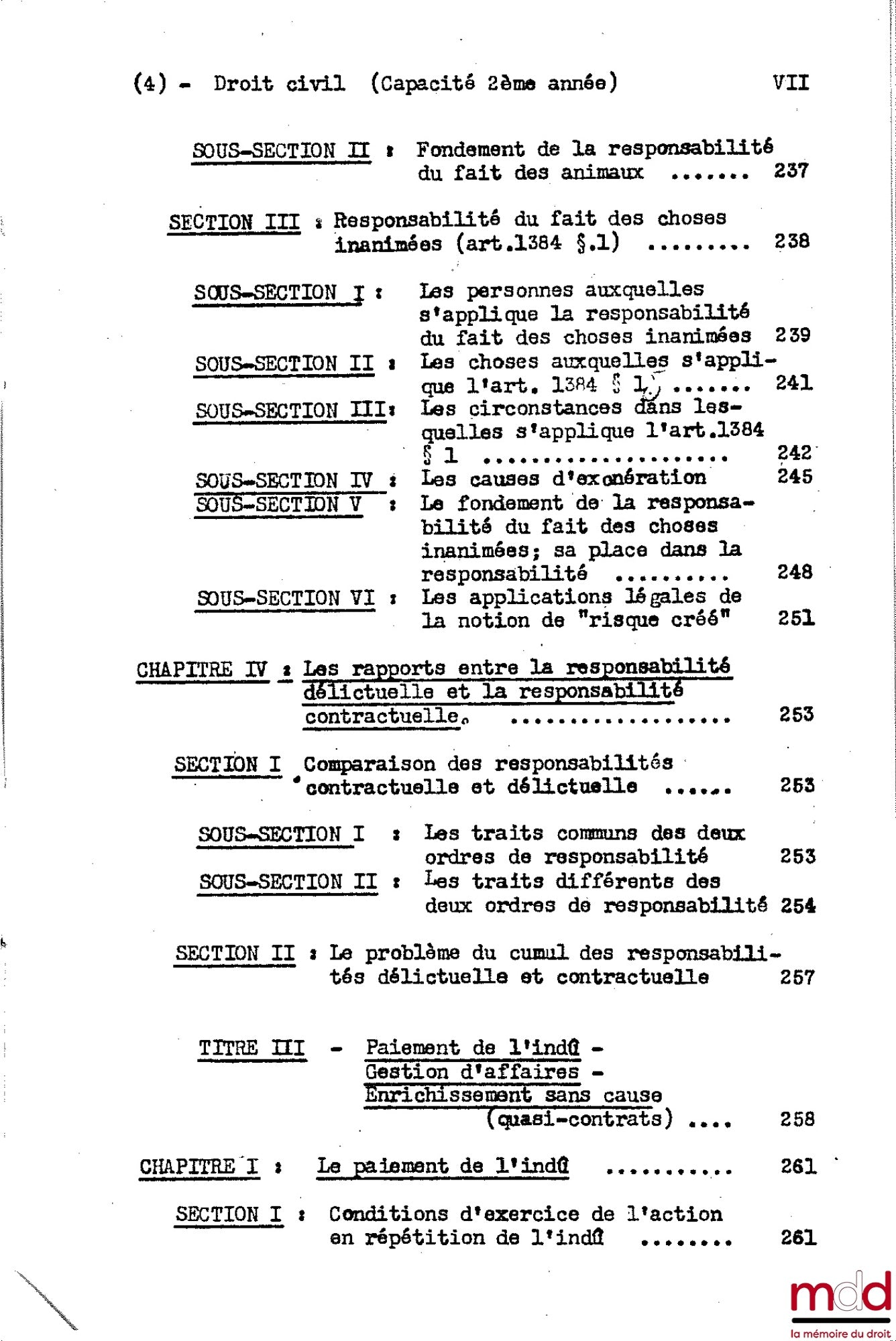 DESBOIS (Henri) – CIVIL LAW COURSE, 2nd year, 1953-1954
