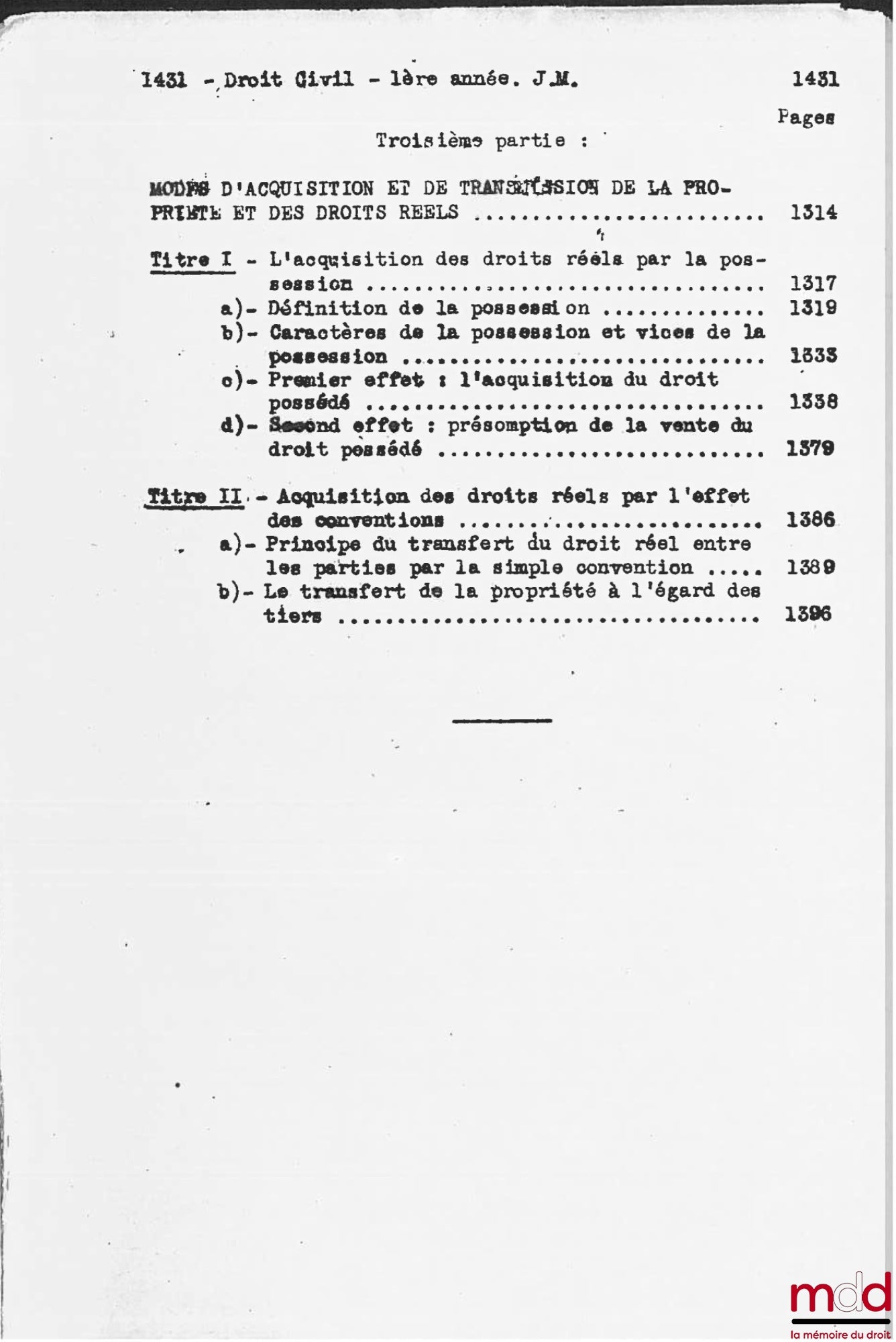 JULLIOT DE LA MORANDIÈRE (Léon) – COURS DE DROIT CIVIL, Licence 1re année, 1946-1947