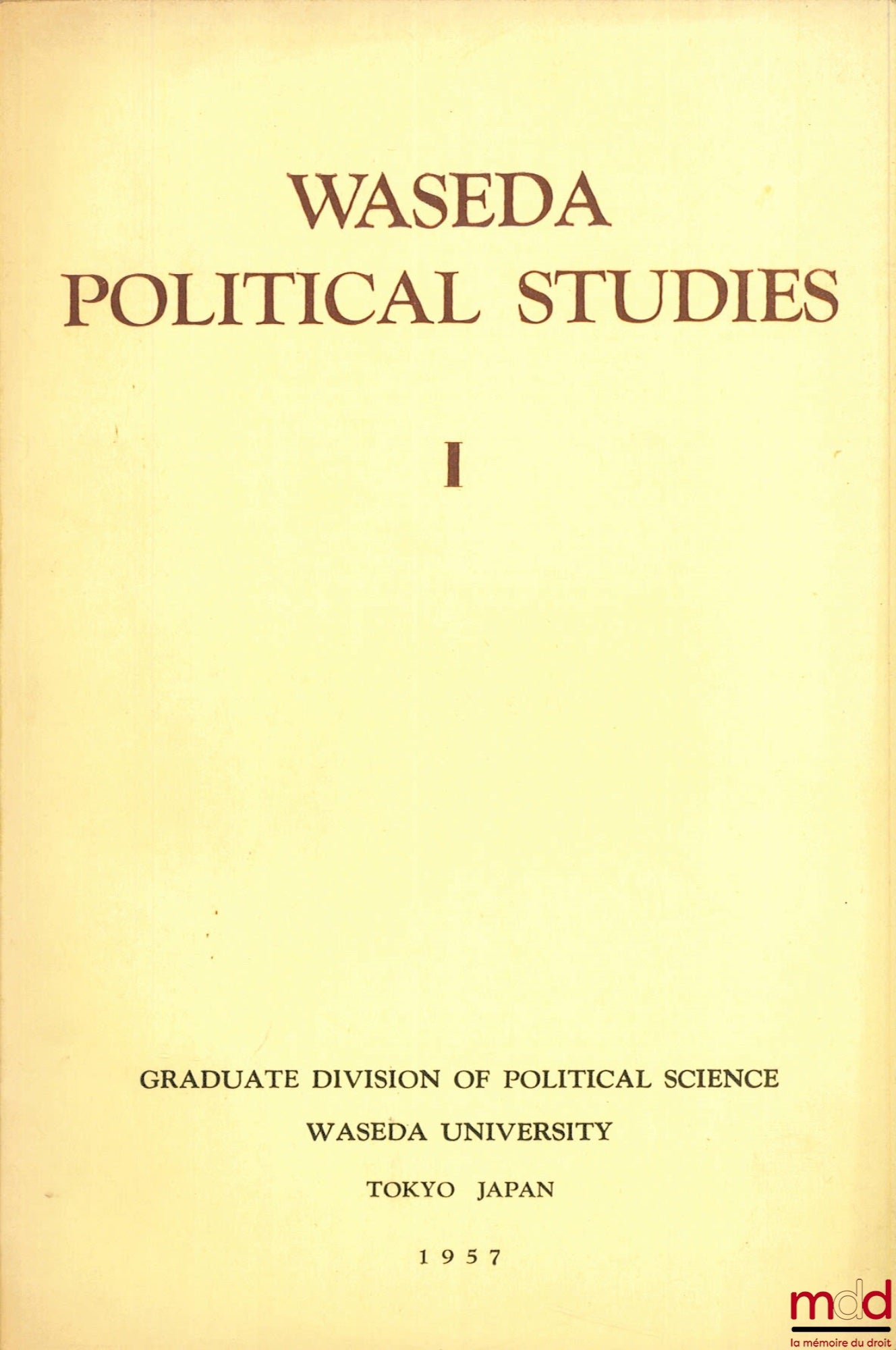 [Périodique] – WASEDA POLITICAL STUDIES, n° 1