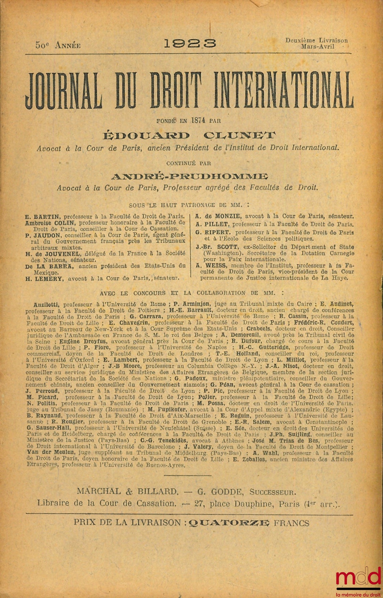 [Periodical] – JOURNAL OF INTERNATIONAL LAW 1923, 2nd, 4th and 5th issues