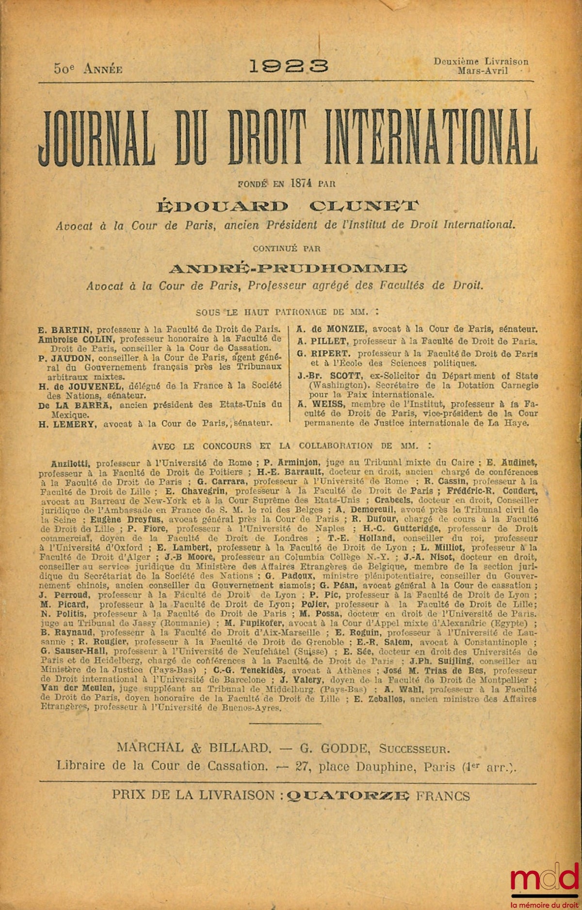 [Periodical] – JOURNAL OF INTERNATIONAL LAW 1923, 2nd, 4th and 5th issues