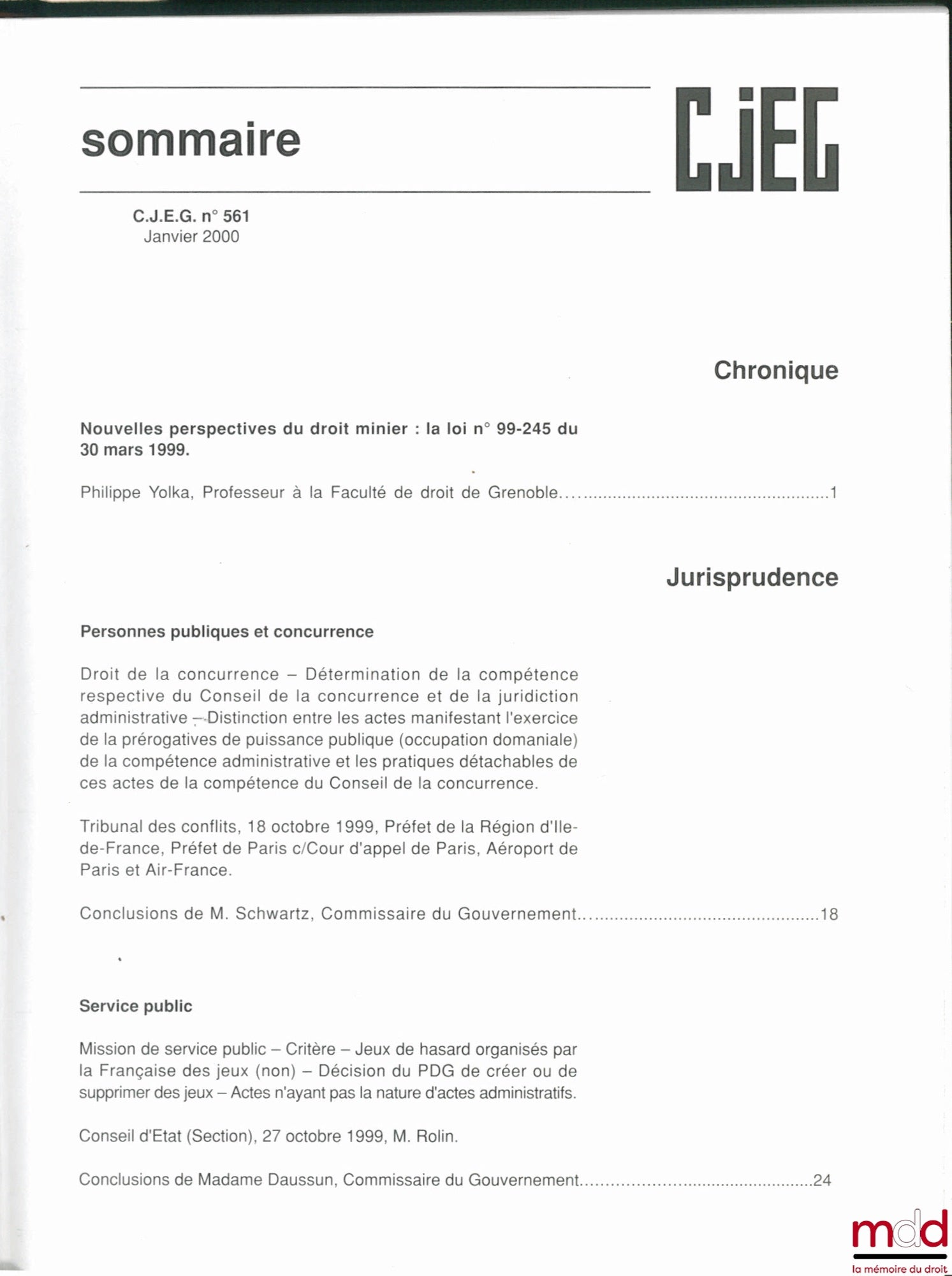 CAHIERS JURIDIQUES DE L’ÉLECTRICITÉ ET DU GAZ, 51e année, n° 561, année 2000