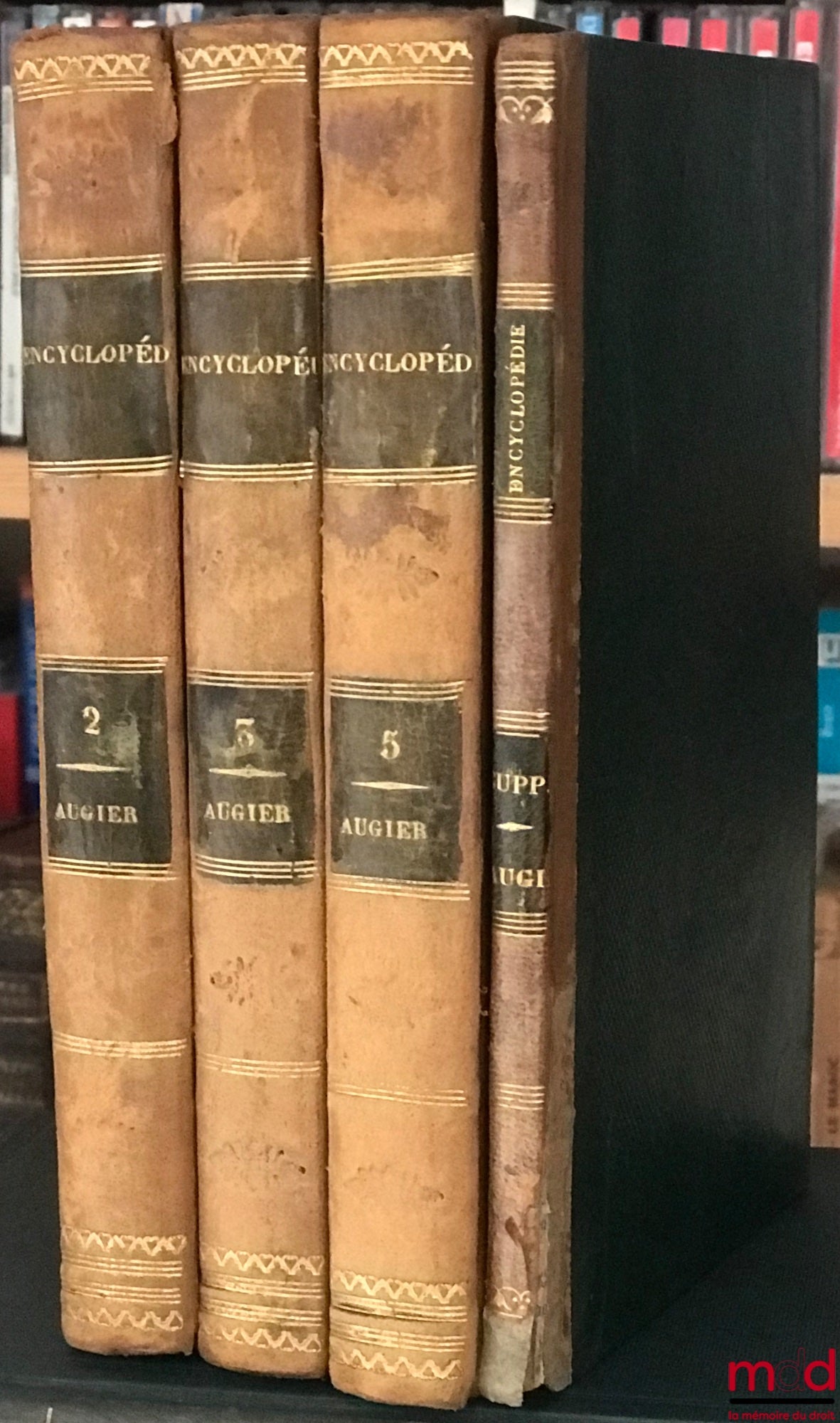 AUGIER (Victor) – ENCYCLOPEDIA OF JUSTICES OF THE PEACE, or TREATISES, IN ALPHABETICAL ORDER, ON ALL THE SUBJECTS THAT FALL WITHIN THEIR ATTRIBUTIONS, vol. 2, 3, 5 (out of 5 vol. in total) and Supplement (vol. 1 and 4 missing)
