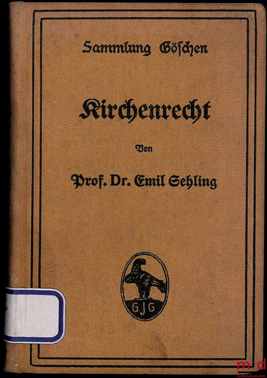 SEHLING (Emil) – KIRCHENRECHT, coll. Göschen