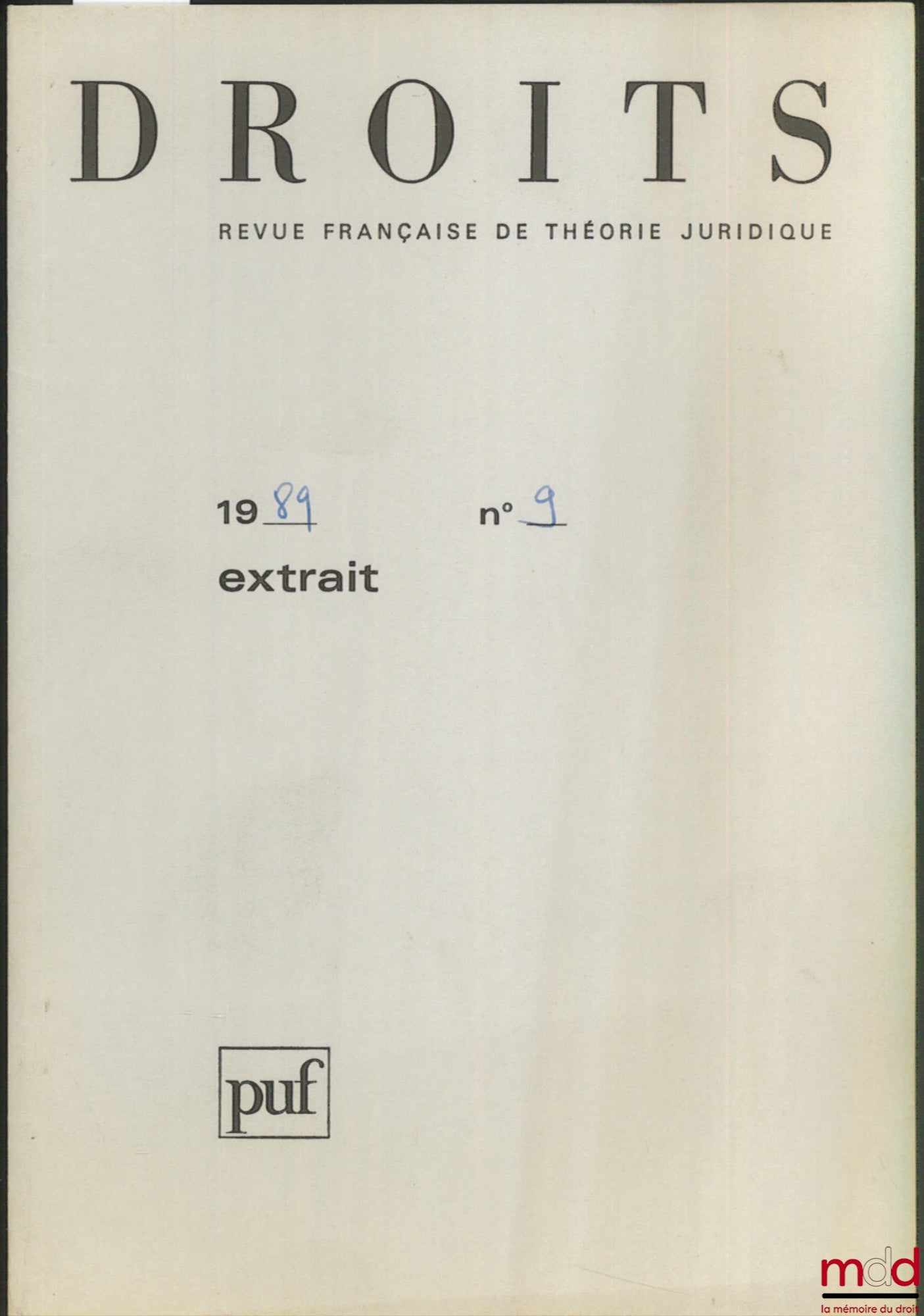 LEBEN (Charles) – INTERNATIONAL JURISDICTION, excerpt from the French Review of Legal Theory RIGHTS No. 9 of 1989