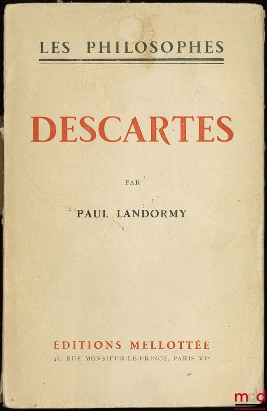 LANDORMY (Paul) – DESCARTES, coll. Les philosophes