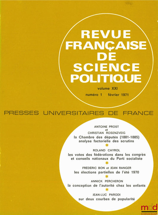 French Journal of Political Science, vol. XXI, no. 1, February 1971