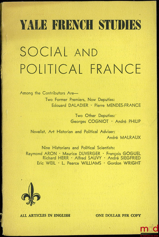[Collective] – SOCIAL AND POLITICAL FRANCE, coll. Yale French Studies