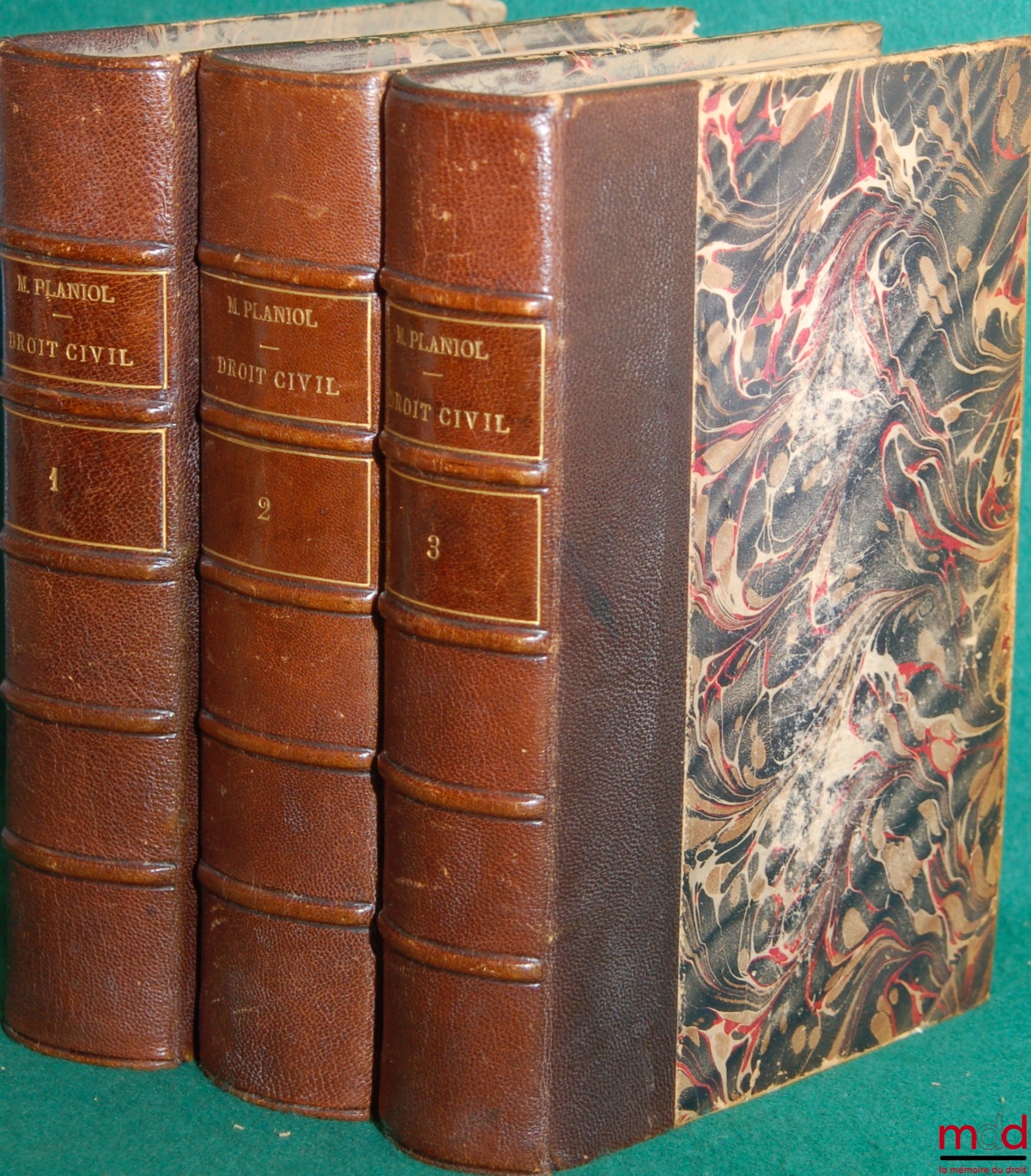 PLANIOL (Marcel) – ELEMENTARY TREATISE ON CIVIL LAW, 1st ed.: Vol. I: General Principles. General Theory of Persons. Property. - Filiation. - Incapacitated Persons. Vol. II: Evidence. General Theory of Obligations. Contracts. Liens and Mortgages