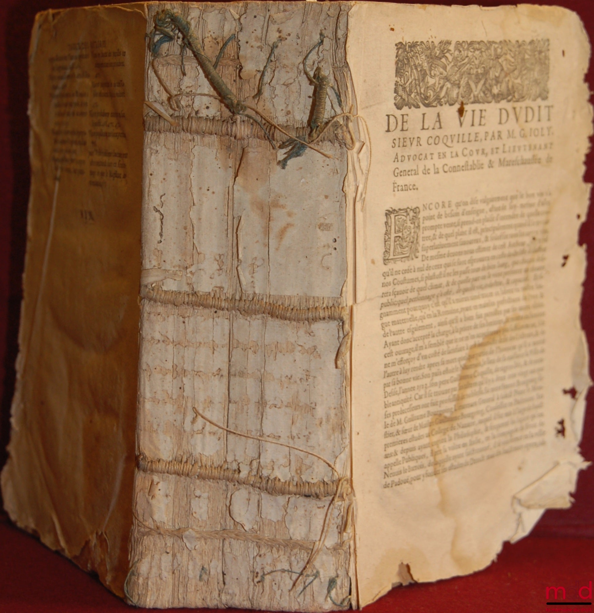 COQUILLE (Guy) – THE CUSTOMS OF THE COUNTRY AND DUCHY OF NIVERNOIS, with annotations and commentary by G. Coquille
