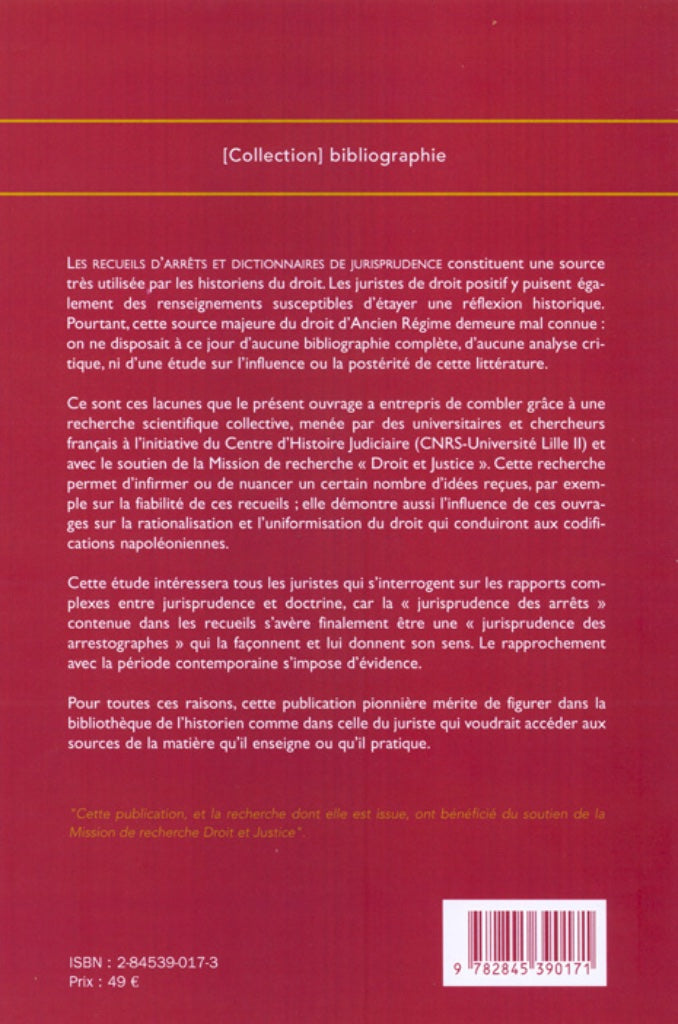 Collections of Judgments and Dictionaries of Case Law (16th-18th Centuries) Edited by Serge Dauchy & Véronique Demars-Sion