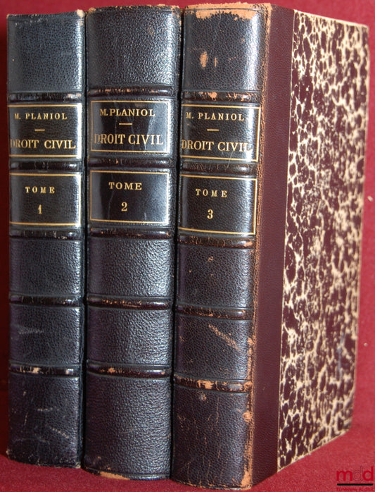 PLANIOL (Marcel) and RIPERT (Georges) – ELEMENTARY TREATISE ON CIVIL LAW, conforming to the official curriculum of law faculties, 11th ed., Vol. I: General Principles, Persons, Family, Incapacitated Persons, Property; Vol. II: Evidence, General Theory