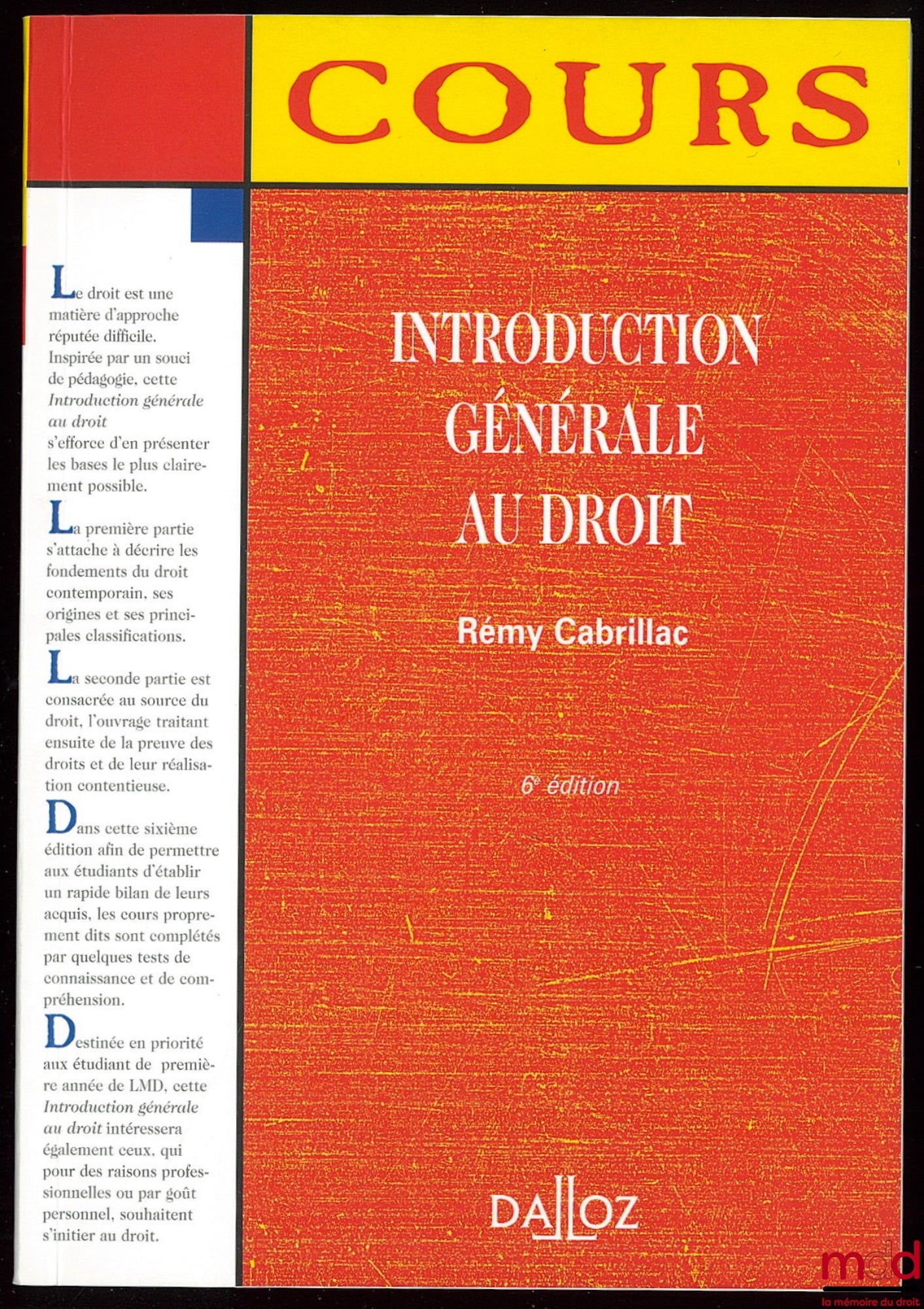 CABRILLAC (Rémy) – GENERAL INTRODUCTION TO LAW, 6th ed.