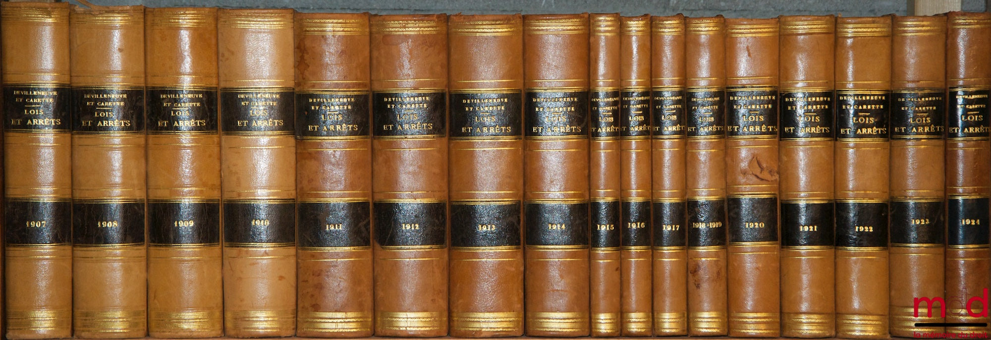 [Recueil Sirey] – RECUEIL GÉNÉRAL DES LOIS ET DES ARRÊTS en matière Civile, Criminelle, Commerciale et de Droit public fondé par Jean-Baptiste Sirey, de 1791 [tête de collection] à 1936 - Lois & Arrêts : 114 vol. - Lois Annotées : 19 vol. - Tables : 13 vo