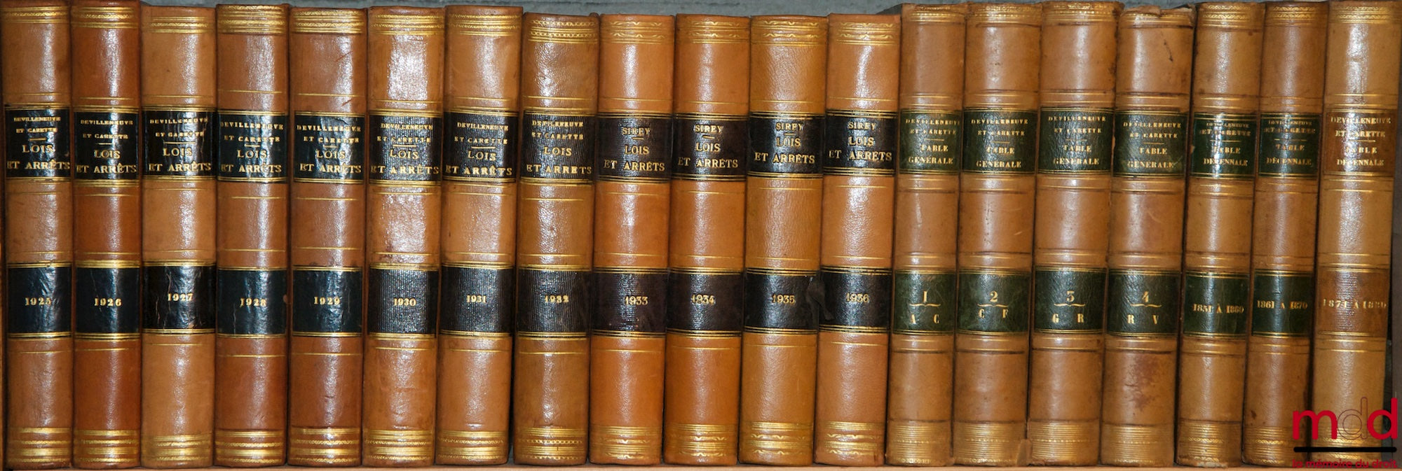 [Recueil Sirey] – RECUEIL GÉNÉRAL DES LOIS ET DES ARRÊTS en matière Civile, Criminelle, Commerciale et de Droit public fondé par Jean-Baptiste Sirey, de 1791 [tête de collection] à 1936 - Lois & Arrêts : 114 vol. - Lois Annotées : 19 vol. - Tables : 13 vo