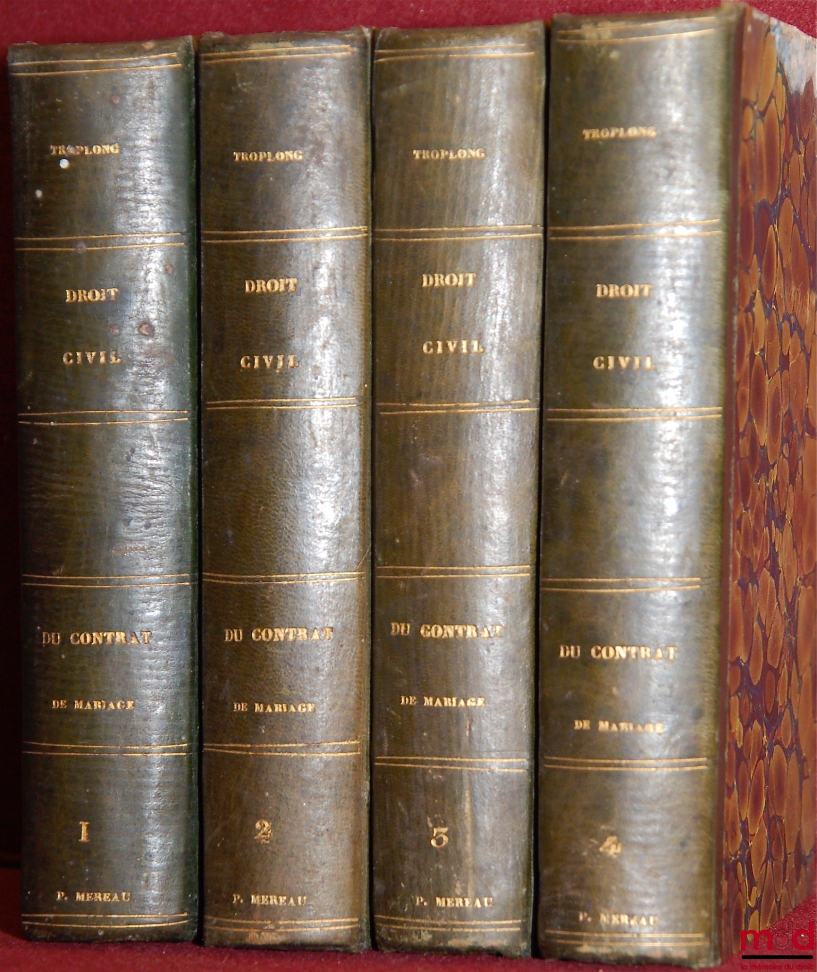 TROPLONG (Raymond-Théodore) – LE DROIT CIVIL EXPLIQUÉ suivant l’ordre des articles du code depuis et y compris le titre de la vente : DU CONTRAT DE MARIAGE ET DES DROITS RESPECTIFS DES ÉPOUX, commentaire DU TITRE V, LIVRE III, DU CODE CIVIL, ouvrage qui f