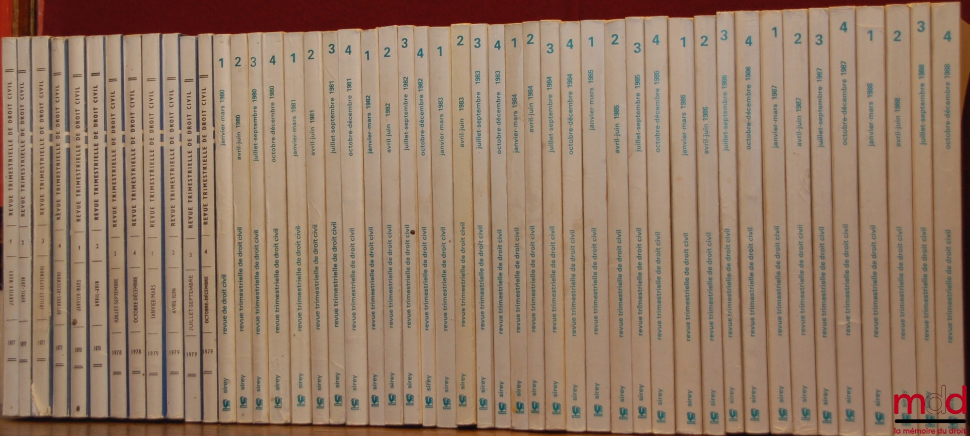 [RTDCiv. - ESMEIN (Adhémar)] – REVUE TRIMESTRIELLE DE DROIT CIVIL, de 1963 à 2008 * VENTE À L’ANNÉE ET AU NUMÉRO * 1963 à 1966 : complet 1967 : n° 2 et 4 + suppl. 1968 : n° 2, 3 et 4 + suppl. 1969 : complet 1970 : complet 1971 : n° 2, 3 et 4 + suppl. 1972