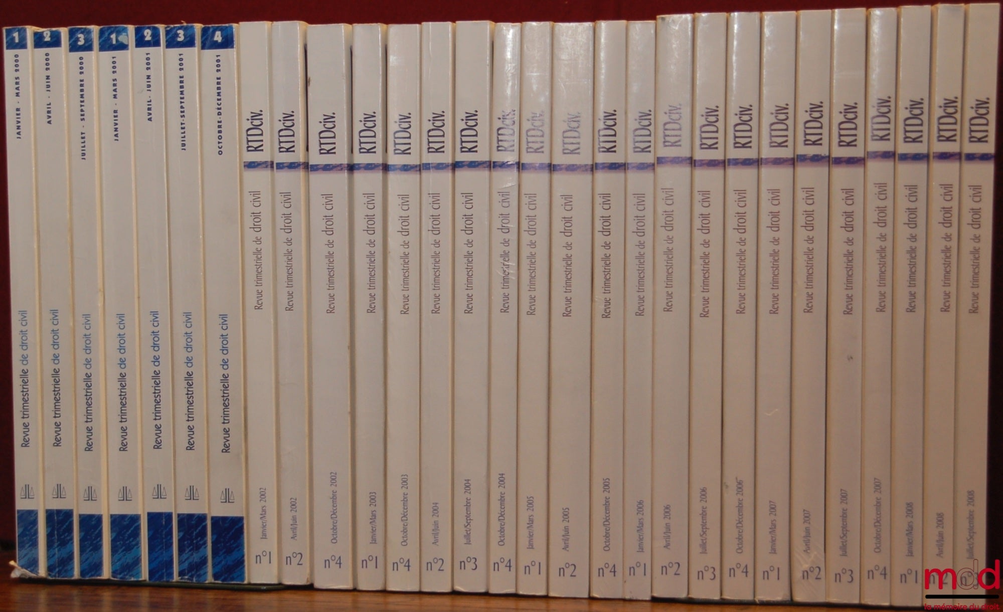 [RTDCiv. - ESMEIN (Adhémar)] – REVUE TRIMESTRIELLE DE DROIT CIVIL, de 1963 à 2008 * VENTE À L’ANNÉE ET AU NUMÉRO * 1963 à 1966 : complet 1967 : n° 2 et 4 + suppl. 1968 : n° 2, 3 et 4 + suppl. 1969 : complet 1970 : complet 1971 : n° 2, 3 et 4 + suppl. 1972