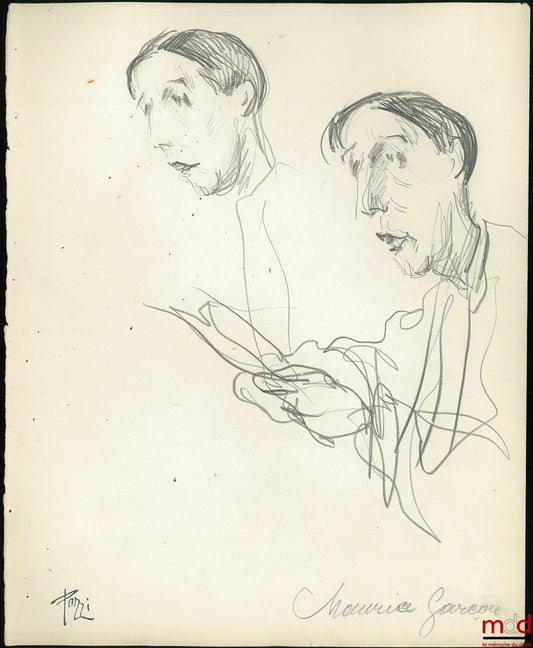 PAZZI [PROTOPAZZI (Antoine) known as] – Portrait of Maurice Garçon, Original pencil drawing
