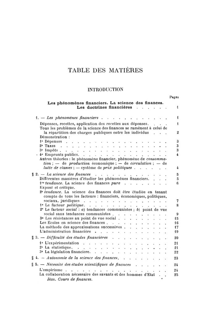 JÈZE (Gaston) – ELEMENTARY COURSE IN FINANCIAL SCIENCE and French Financial Legislation. Reprint of the 1931 edition published by Marcel Giard. Introduction by Gilbert ORSONI, Jean Monnet Faculty Collection