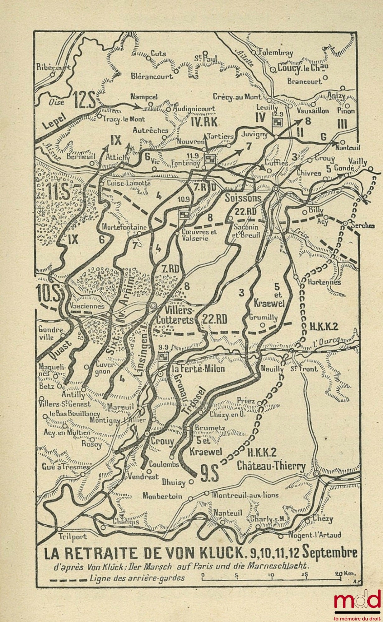 HANOTAUX (Gabriel) – THE BATTLE OF THE MARNE with two maps, eighteen sketches and fourteen staff maps; 6th ed., vol. II only