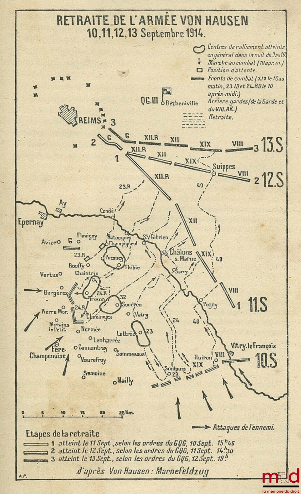 HANOTAUX (Gabriel) – THE BATTLE OF THE MARNE with two maps, eighteen sketches and fourteen staff maps; 6th ed., vol. II only