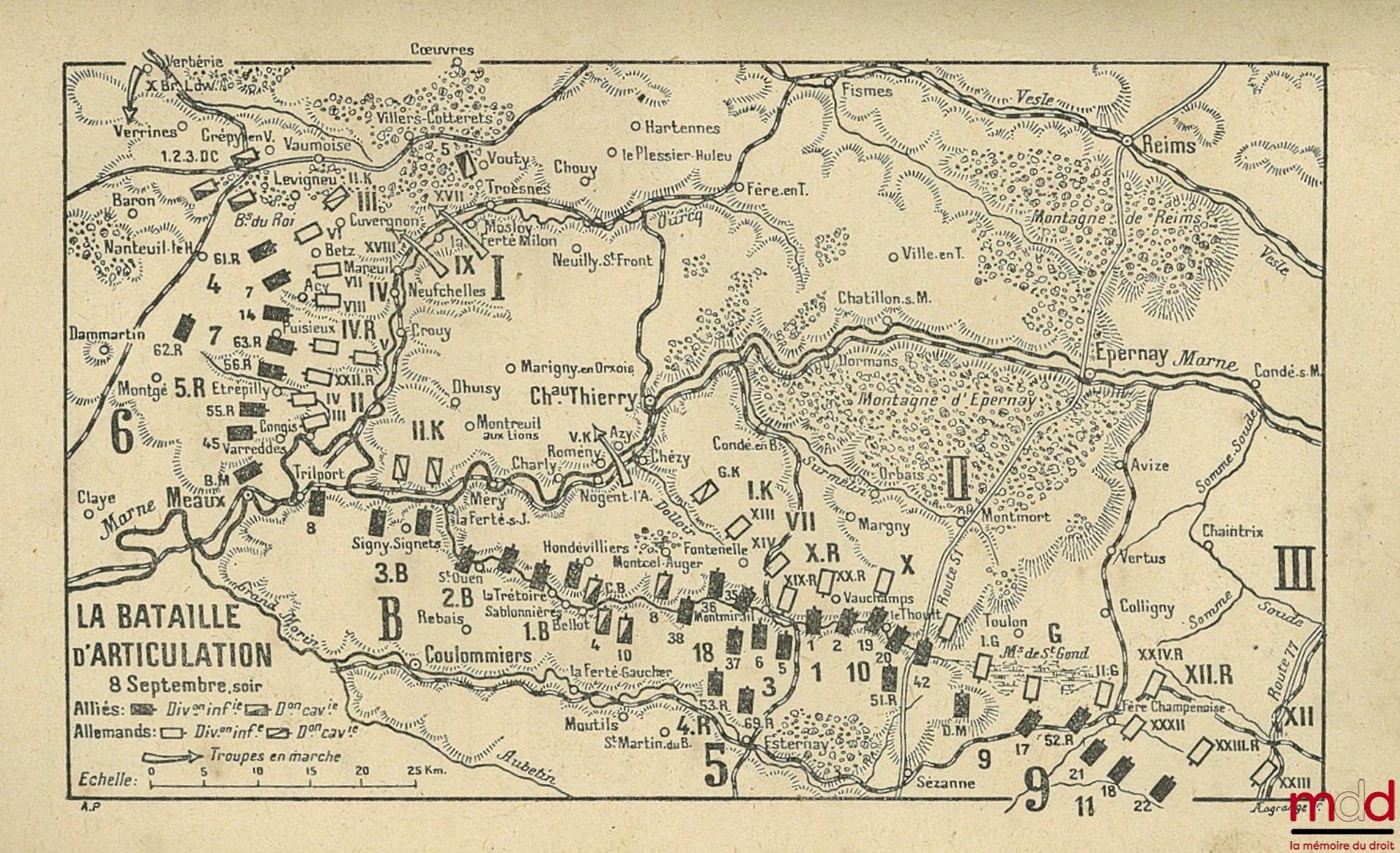 HANOTAUX (Gabriel) – THE BATTLE OF THE MARNE with two maps, eighteen sketches and fourteen staff maps; 6th ed., vol. II only
