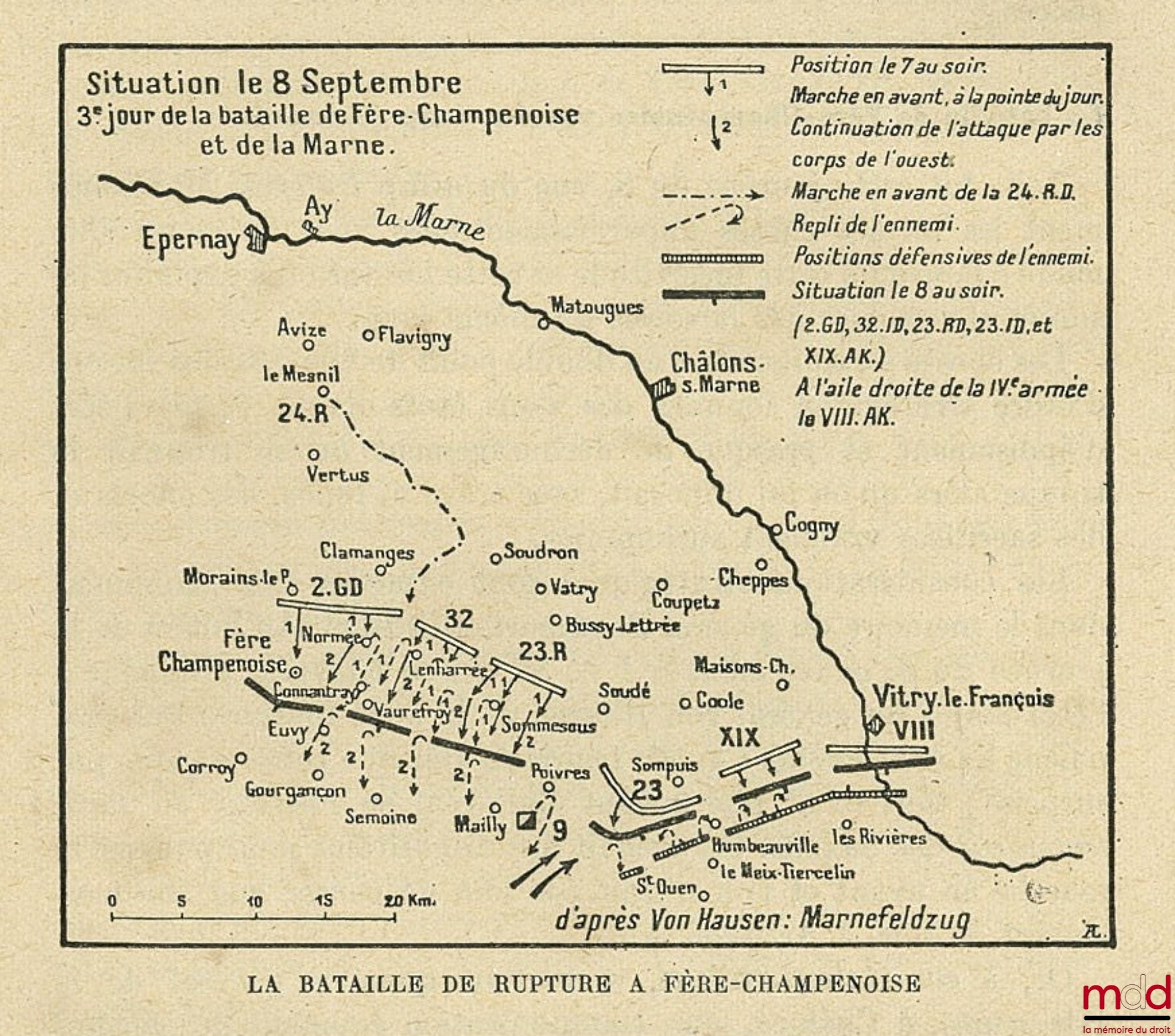HANOTAUX (Gabriel) – THE BATTLE OF THE MARNE with two maps, eighteen sketches and fourteen staff maps; 6th ed., vol. II only