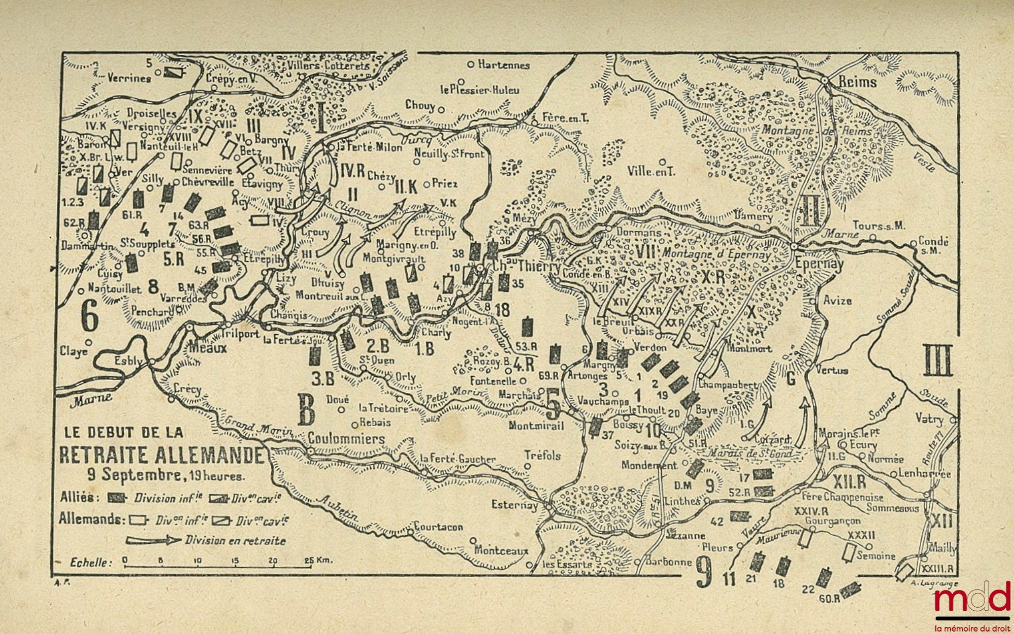 HANOTAUX (Gabriel) – THE BATTLE OF THE MARNE with two maps, eighteen sketches and fourteen staff maps; 6th ed., vol. II only