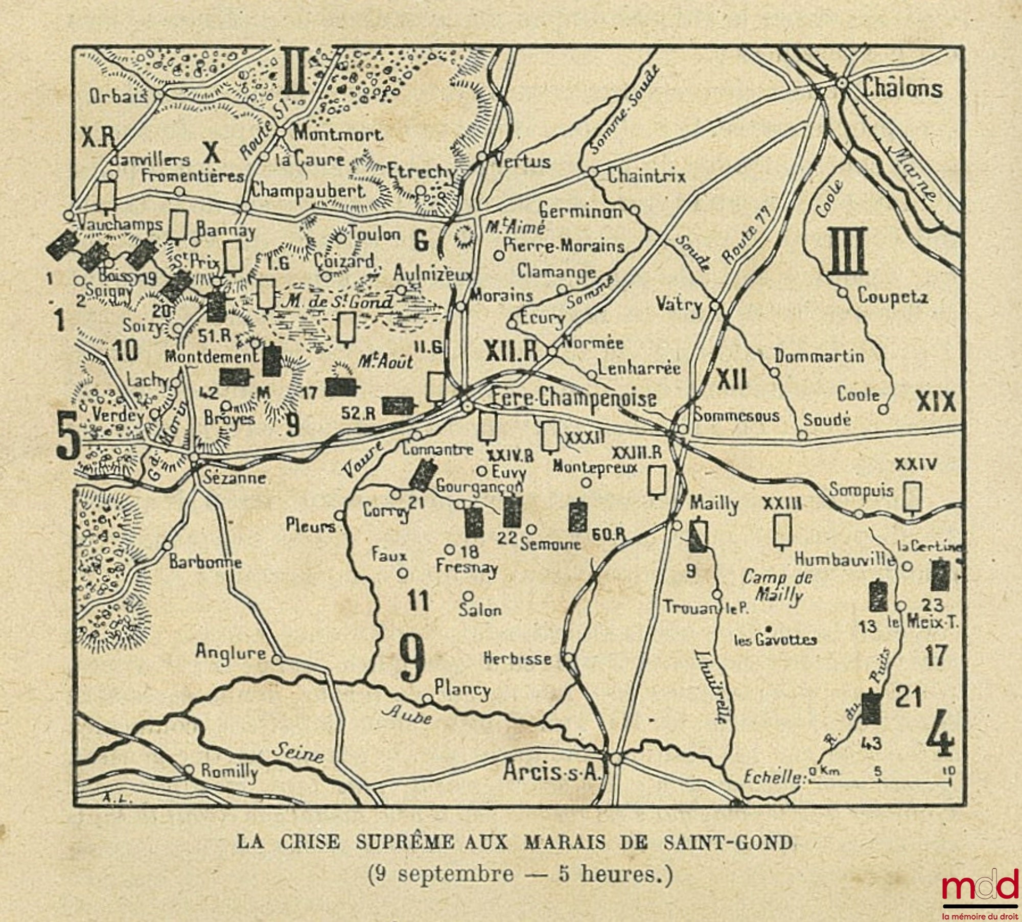 HANOTAUX (Gabriel) – THE BATTLE OF THE MARNE with two maps, eighteen sketches and fourteen staff maps; 6th ed., vol. II only