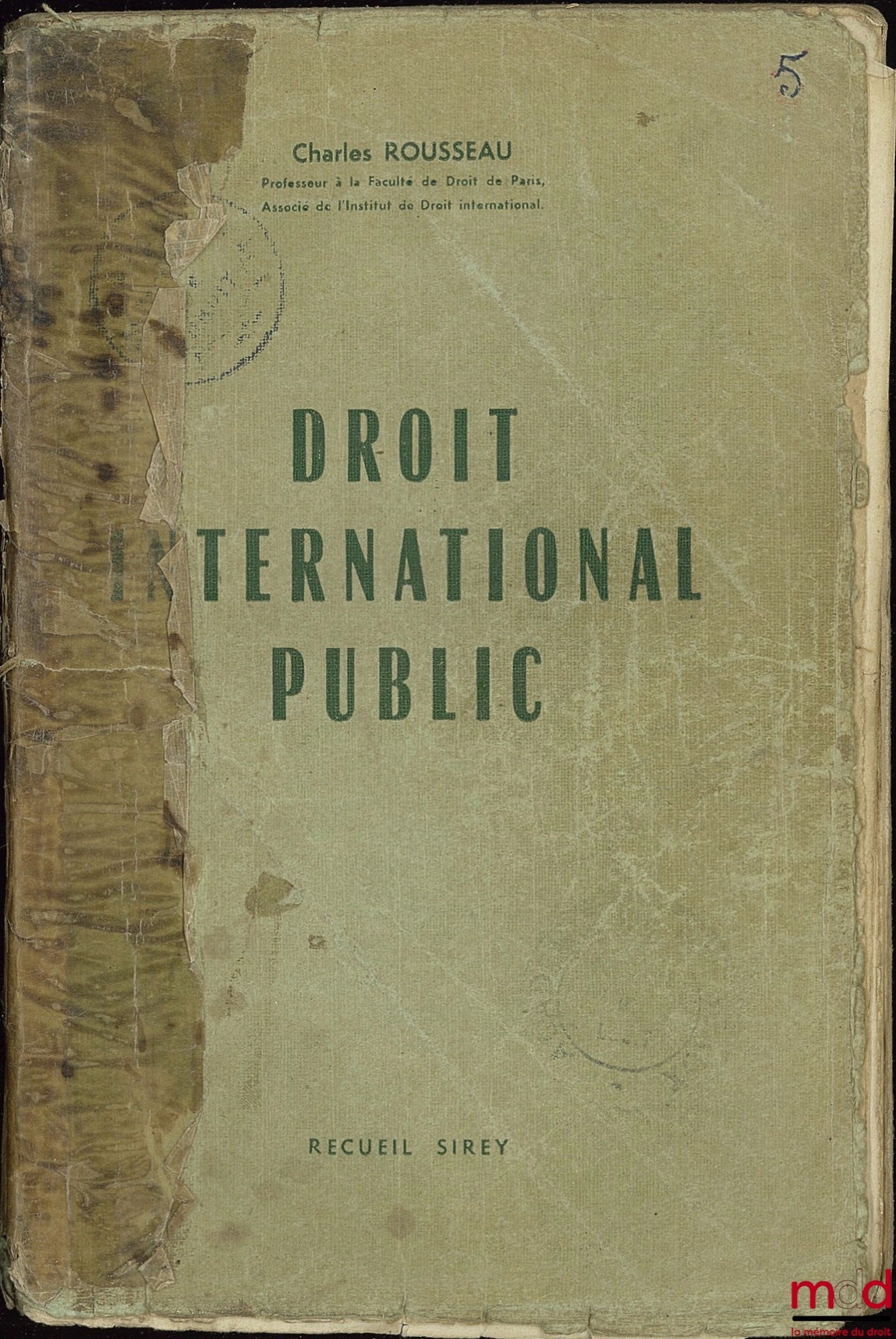 ROUSSEAU (Charles) – DROIT INTERNATIONAL PUBLIC