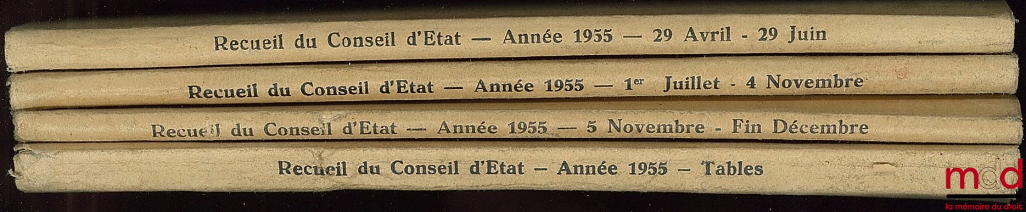 [Recueil Lebon - Conseil d’État] – RECUEIL DES DÉCISIONS DU CONSEIL D’ÉTAT STATUANT AU CONTENTIEUX DU TRIBUNAL DES CONFLITS ET DES JUGEMENTS DES TRIBUNAUX ADMINISTRATIFS, Collection Lebon, Panhard, Chalvon-Demersay fondée en 1821, 1952 et 1955 [mq. fasc.