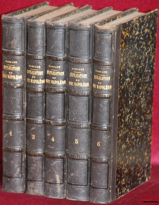 MARCADÉ (Victor-Napoléon) – ELEMENTARY COURSE IN FRENCH CIVIL LAW OR THEORETICAL AND PRACTICAL EXPLANATION OF THE CIVIL CODE ACCOMPANIED BY AUTHOR'S CRITICISM AND CASE LAW, and followed by a summary at the end of each title; 4th ed.: vol. I (art. 1 to