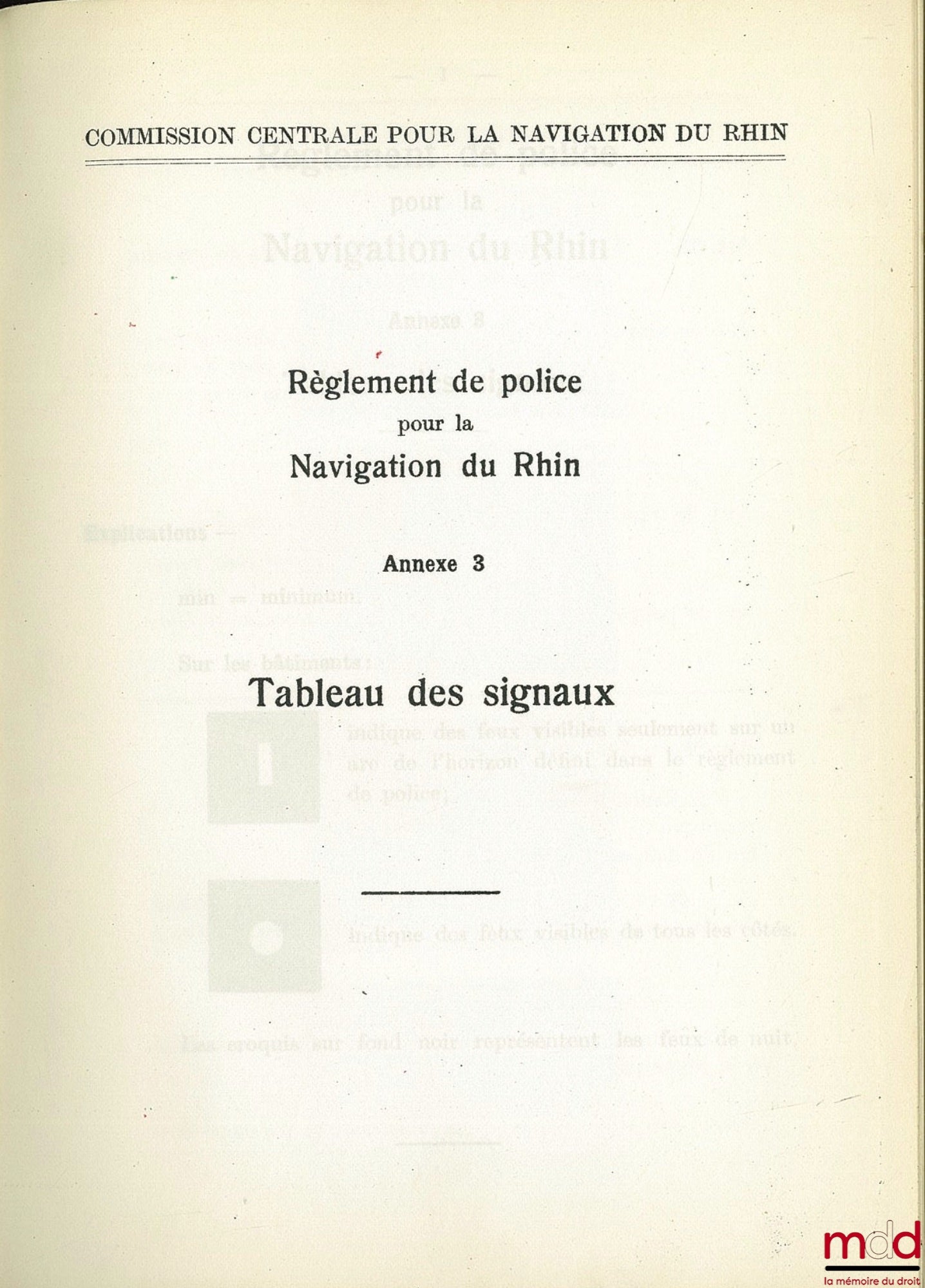 [Collectif] – RÈGLEMENT DE POLICE POUR LA NAVIGATION DU RHIN, Commission Centrale pour la Navigation du Rhin