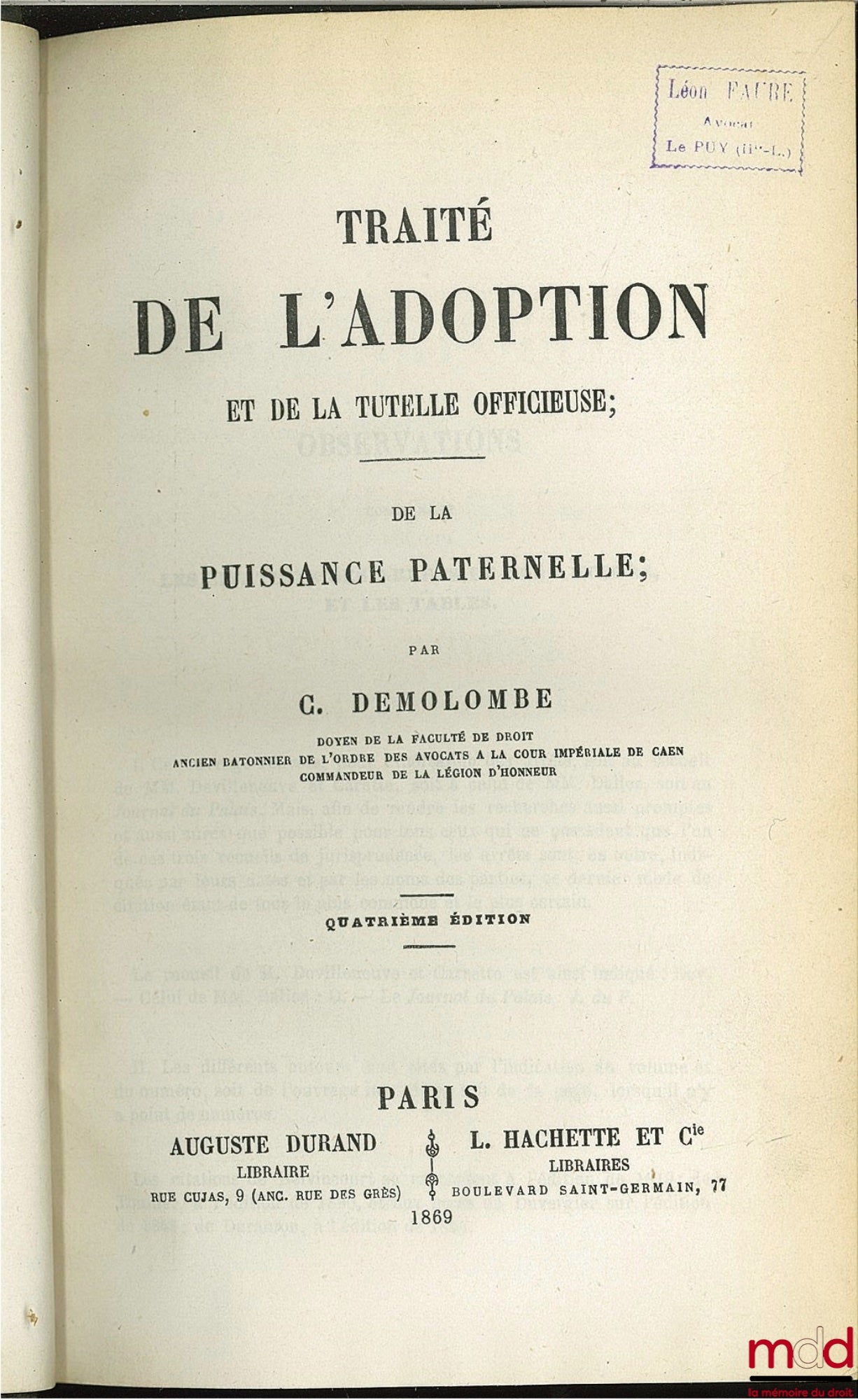 DEMOLOMBE (Charles) – COURS DE CODE NAPOLÉON, tomes 6 à 31 [mq. les t. 7, 11 et 21], édition composite