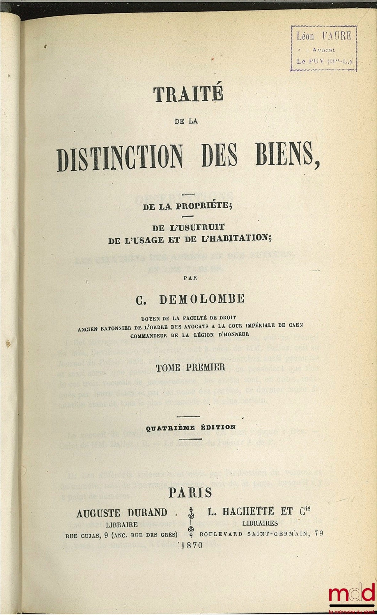 DEMOLOMBE (Charles) – COURS DE CODE NAPOLÉON, tomes 6 à 31 [mq. les t. 7, 11 et 21], édition composite