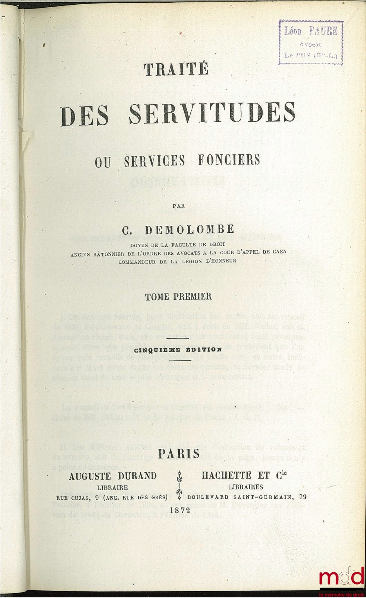 DEMOLOMBE (Charles) – COURS DE CODE NAPOLÉON, tomes 6 à 31 [mq. les t. 7, 11 et 21], édition composite