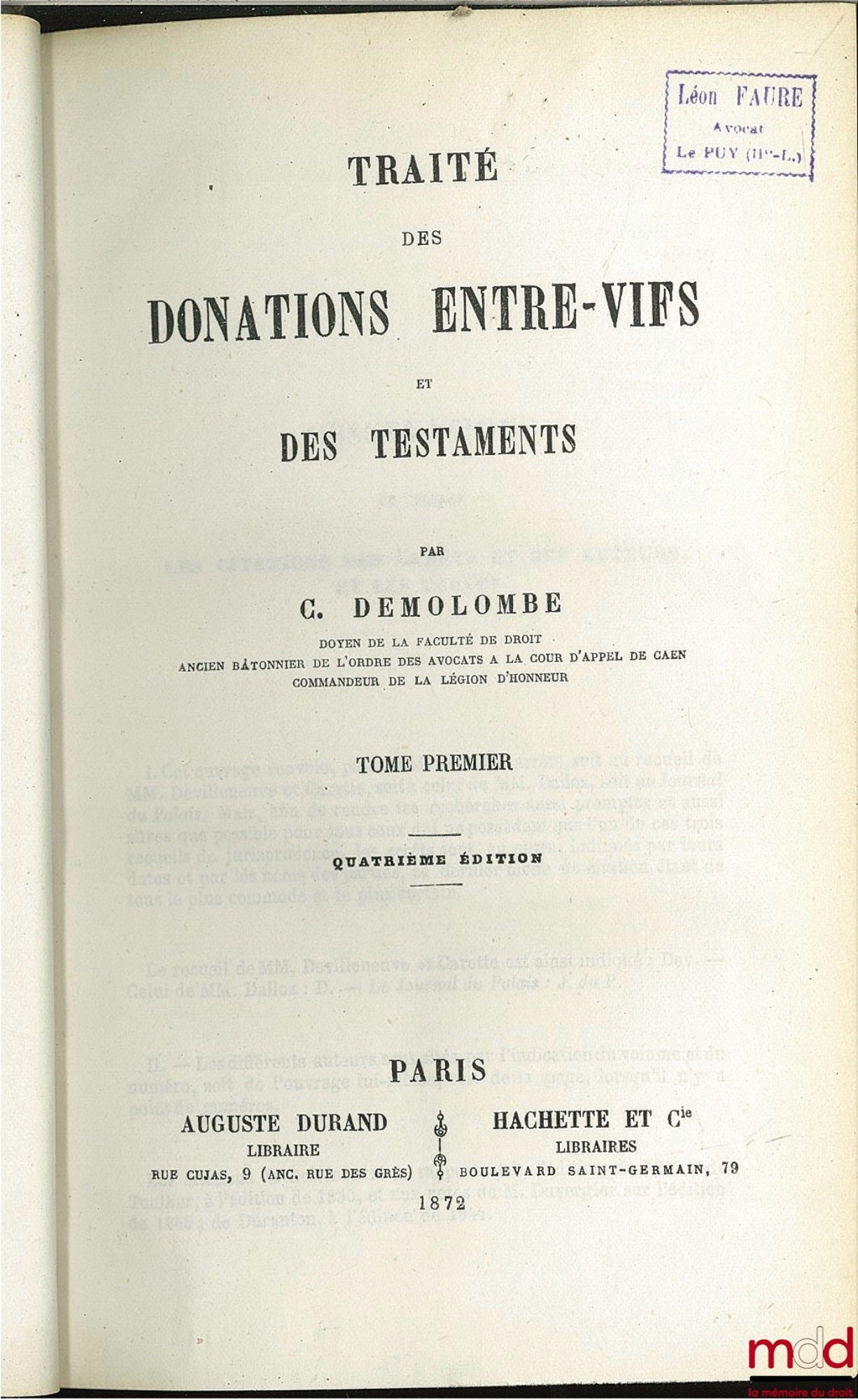 DEMOLOMBE (Charles) – COURS DE CODE NAPOLÉON, tomes 6 à 31 [mq. les t. 7, 11 et 21], édition composite