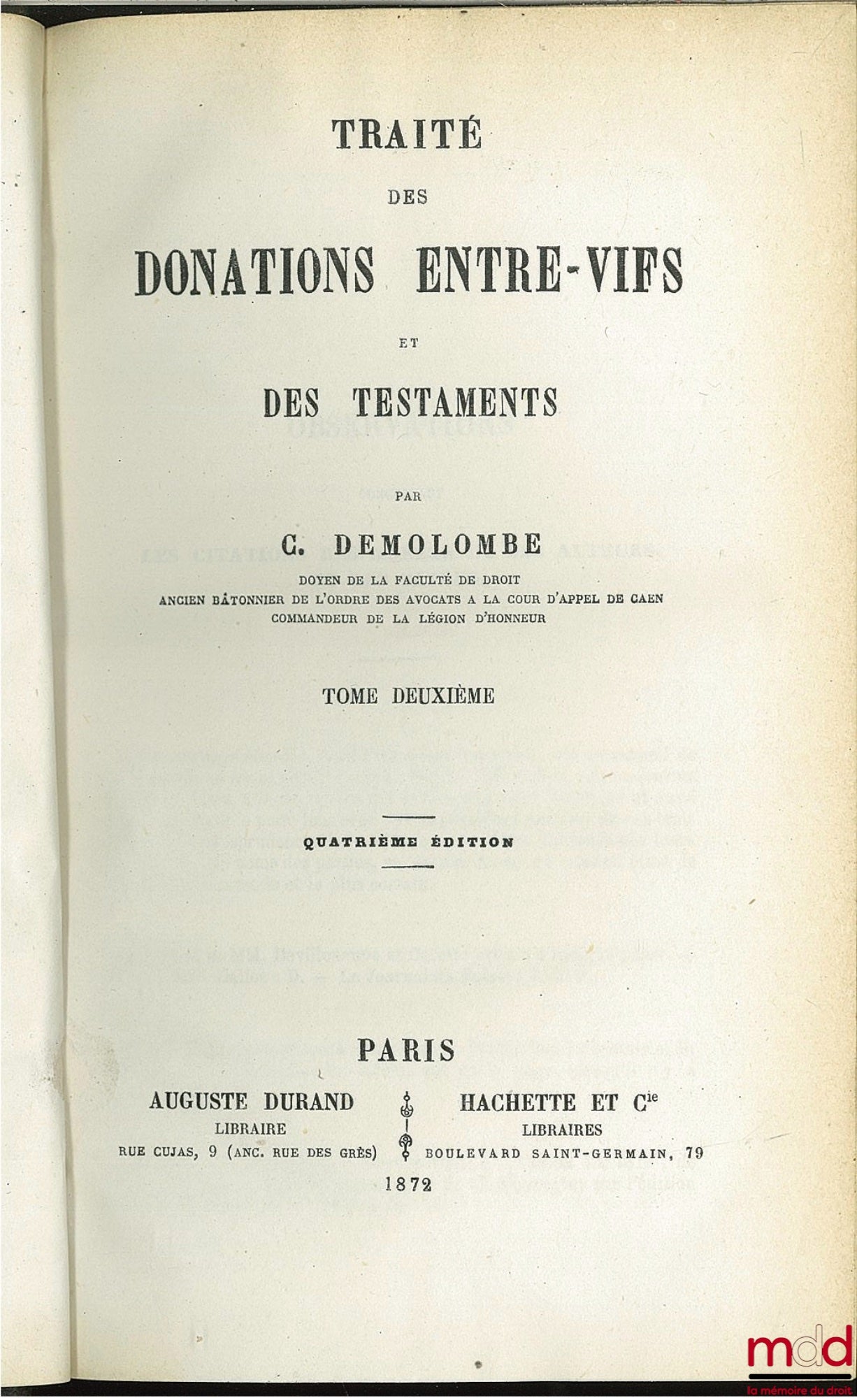 DEMOLOMBE (Charles) – COURS DE CODE NAPOLÉON, tomes 6 à 31 [mq. les t. 7, 11 et 21], édition composite