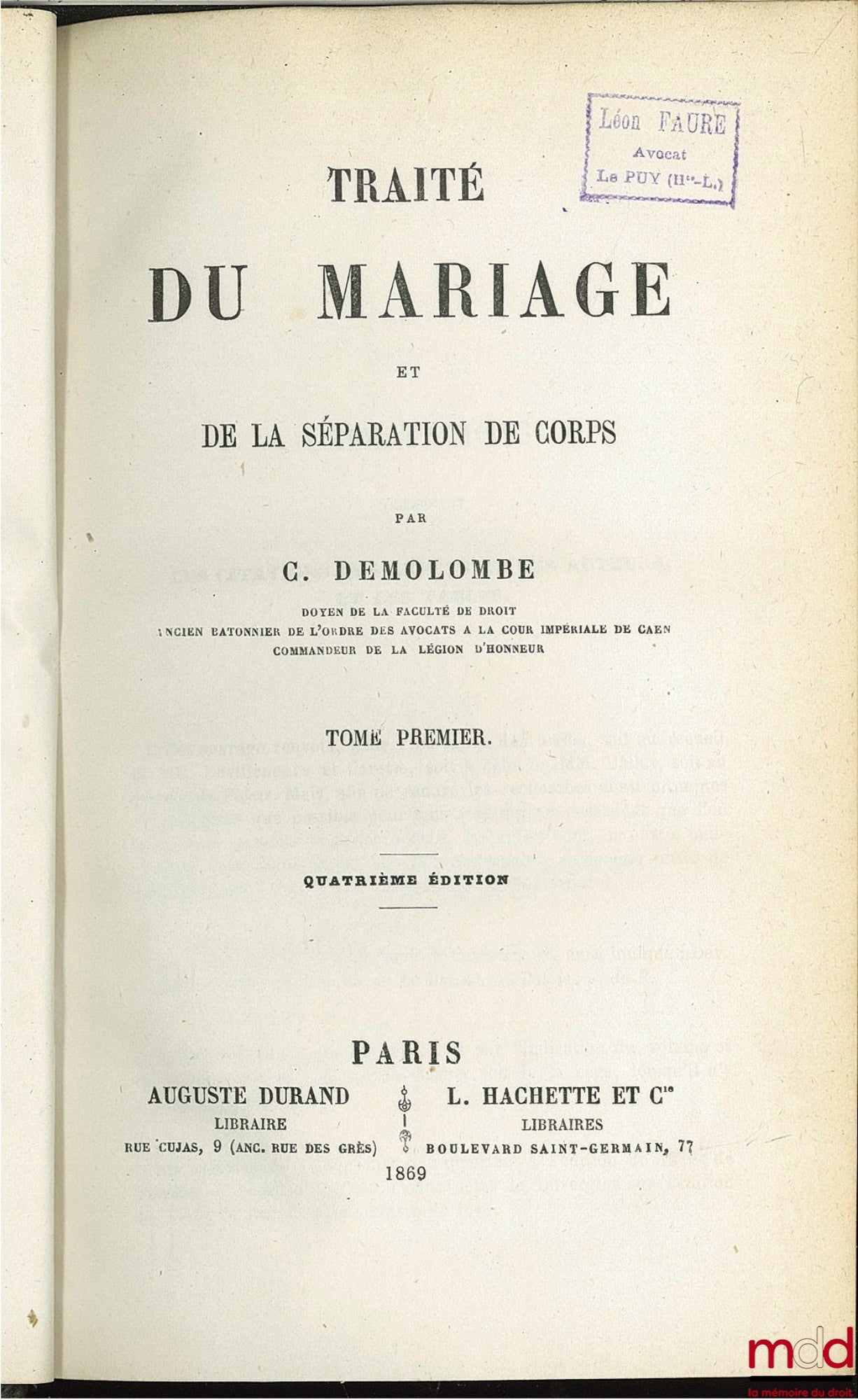 DEMOLOMBE (Charles) – COURS DE CODE NAPOLÉON, tomes 6 à 31 [mq. les t. 7, 11 et 21], édition composite