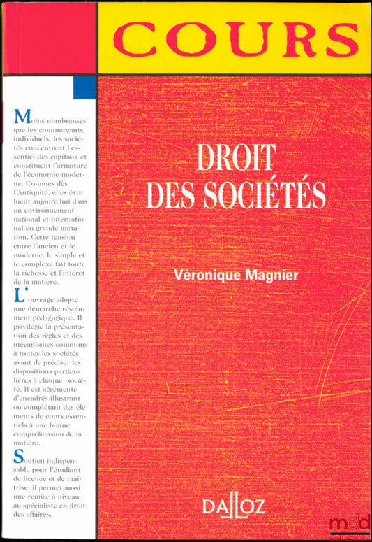 MAGNIER (Véronique) – COMPANY LAW, Dalloz Course Collection, Private Law Series