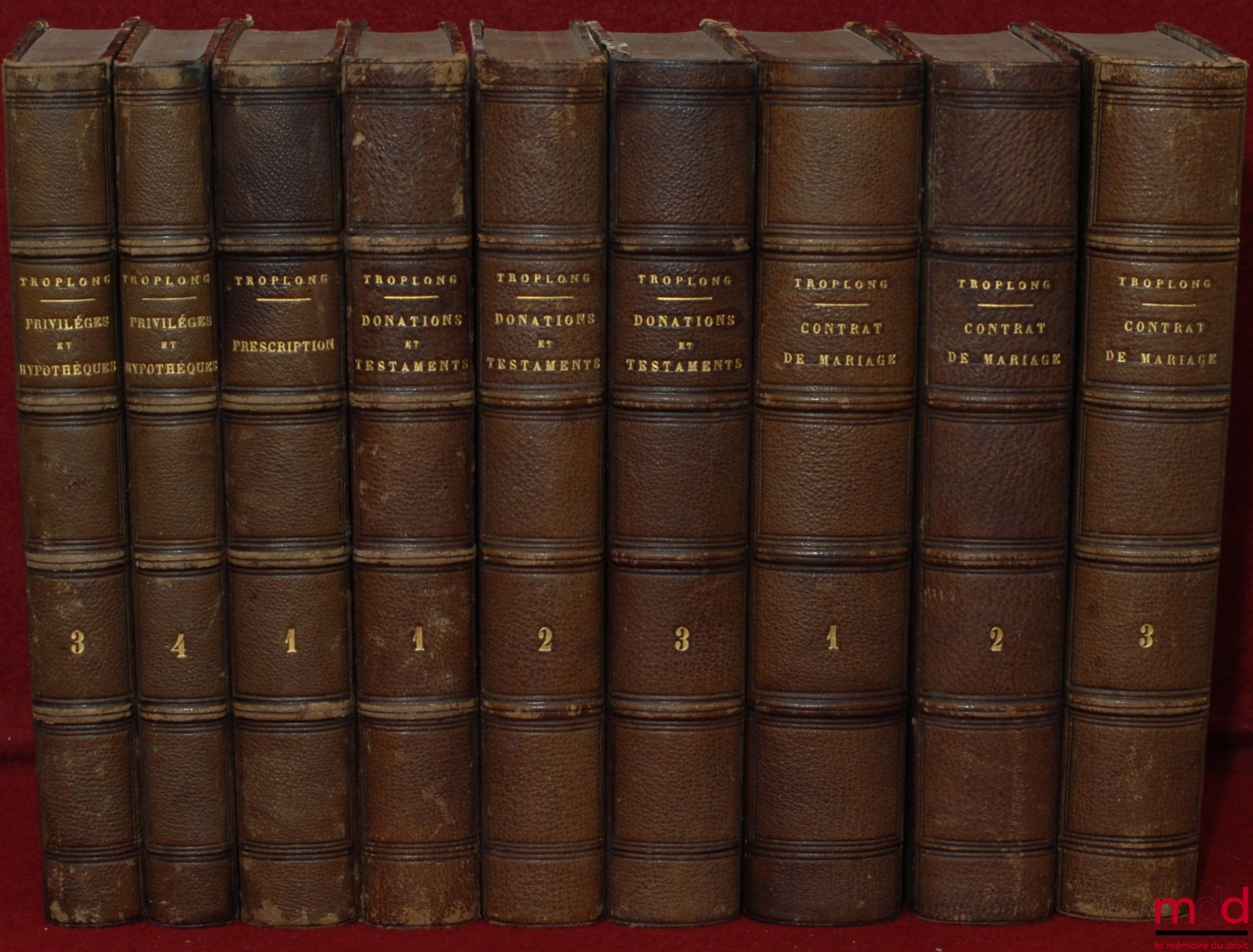 TROPLONG (Raymond-Théodore) – LE DROIT CIVIL EXPLIQUÉ SUIVANT L’ORDRE DES ARTICLES DU CODE DEPUIS ET Y COMPRIS LE TITRE DE LA VENTE ; ouvrage qui fait suite à celui de M. Toullier, mais dans lequel on a adopté la forme plus commode du commentaire. PREMIÈR