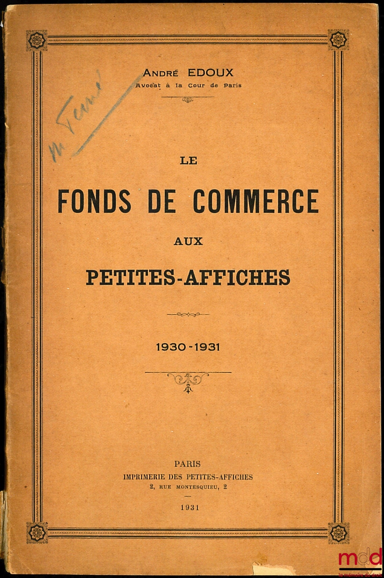 EDOUX (André) – THE BUSINESS ASSETS IN THE SMALL POSTERS 1930-1931