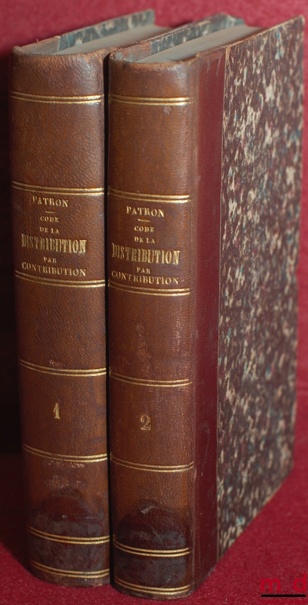 PATRON (Paul) – CODE MANUEL DE LA DISTRIBUTION PAR CONTRIBUTION ET DES COLLOCATIONS DES CRÉANCIERS, SOIT PRIVILÉGIÉES, SOIT CHIROGRAPHAIRES, FORMULES, TARIF DES DÉPENS, TABLE ALPHABÉTIQUE & ANALYTIQUE suivi d’un Appendice contenant les articles des dernie