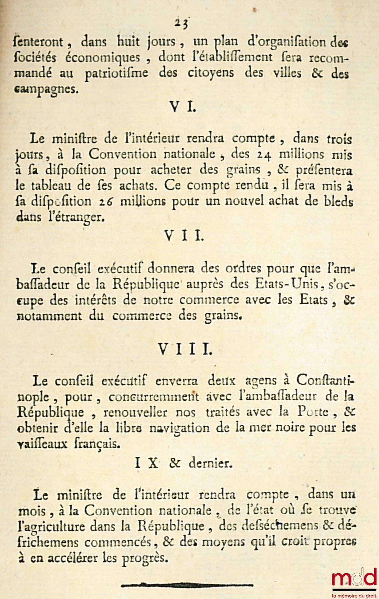 OPINION OF CHARLES BARBAROUX ON SUPPLIES, Printed by order of the National Convention and sent to the eighty-four Departments