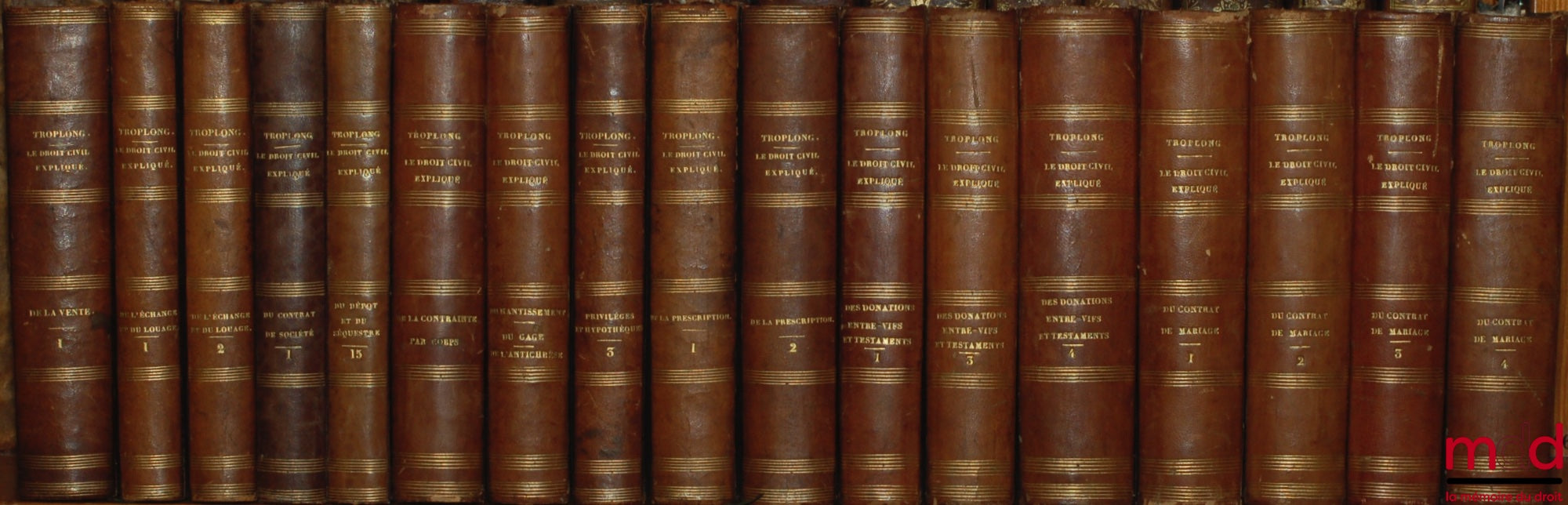TROPLONG (Raymond-Théodore) – LE DROIT CIVIL EXPLIQUÉ SUIVANT L’ORDRE DES ARTICLES DU CODE DEPUIS ET Y COMPRIS LE TITRE DE LA VENTE ; ouvrage qui fait suite à celui de M. Toullier, mais dans lequel on a adopté la forme plus commode du commentaire. PREMIÈR