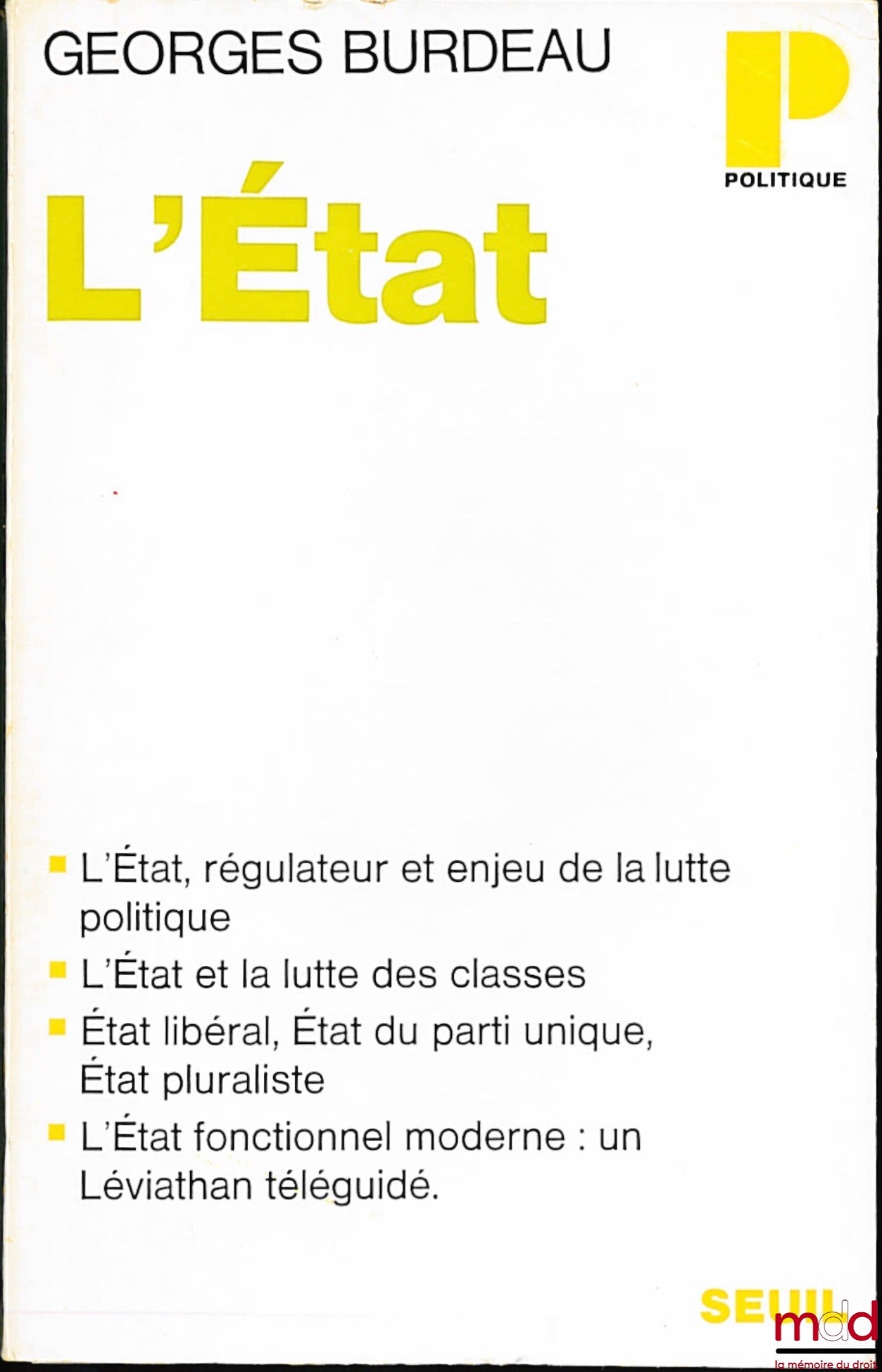BURDEAU (Georges) – L’ÉTAT, coll. Politique